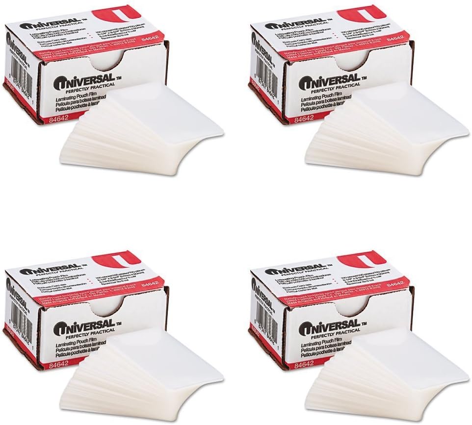 Universal Clear Laminating Pouches, 5 mil, 2-3/16 x 3-11/16, Business Card Size, 100, 4 Packs