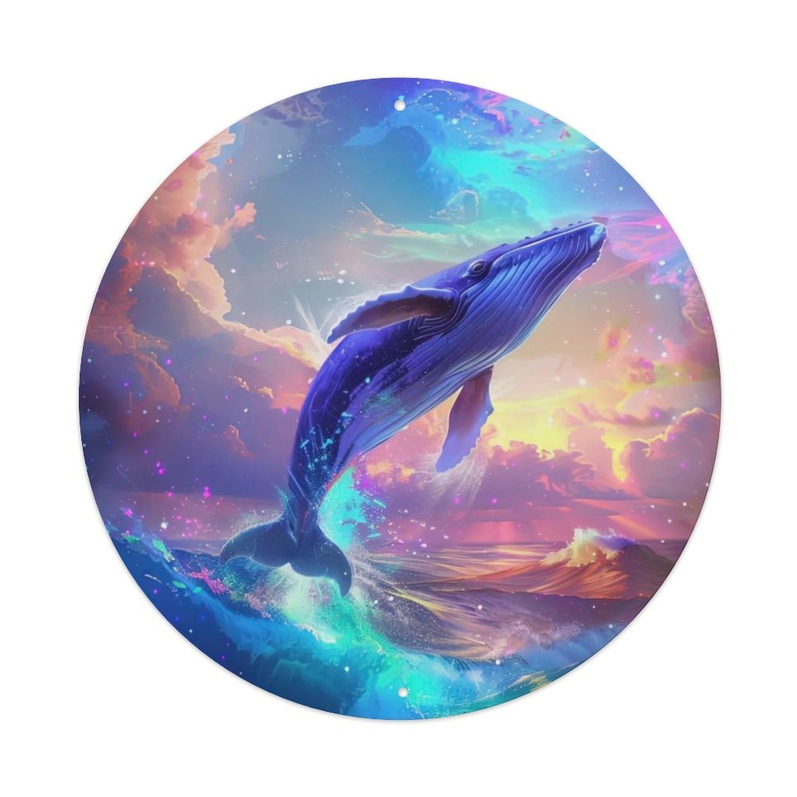 Animal Whales Leaping Out of The Sea Vintage Metal Tin Sign Plaque Wall Decor for Cafe, Club Bar, Office, Garden Metal Poster 8x8Inch
