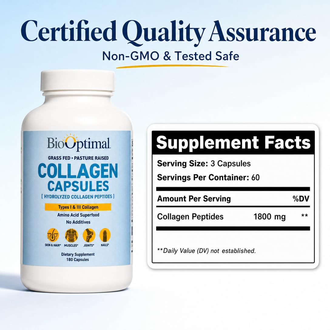 BioOptimal Grass-Fed Hydrolyzed Collagen Capsules for Skin, Hair & Joints — Amazon image 8
