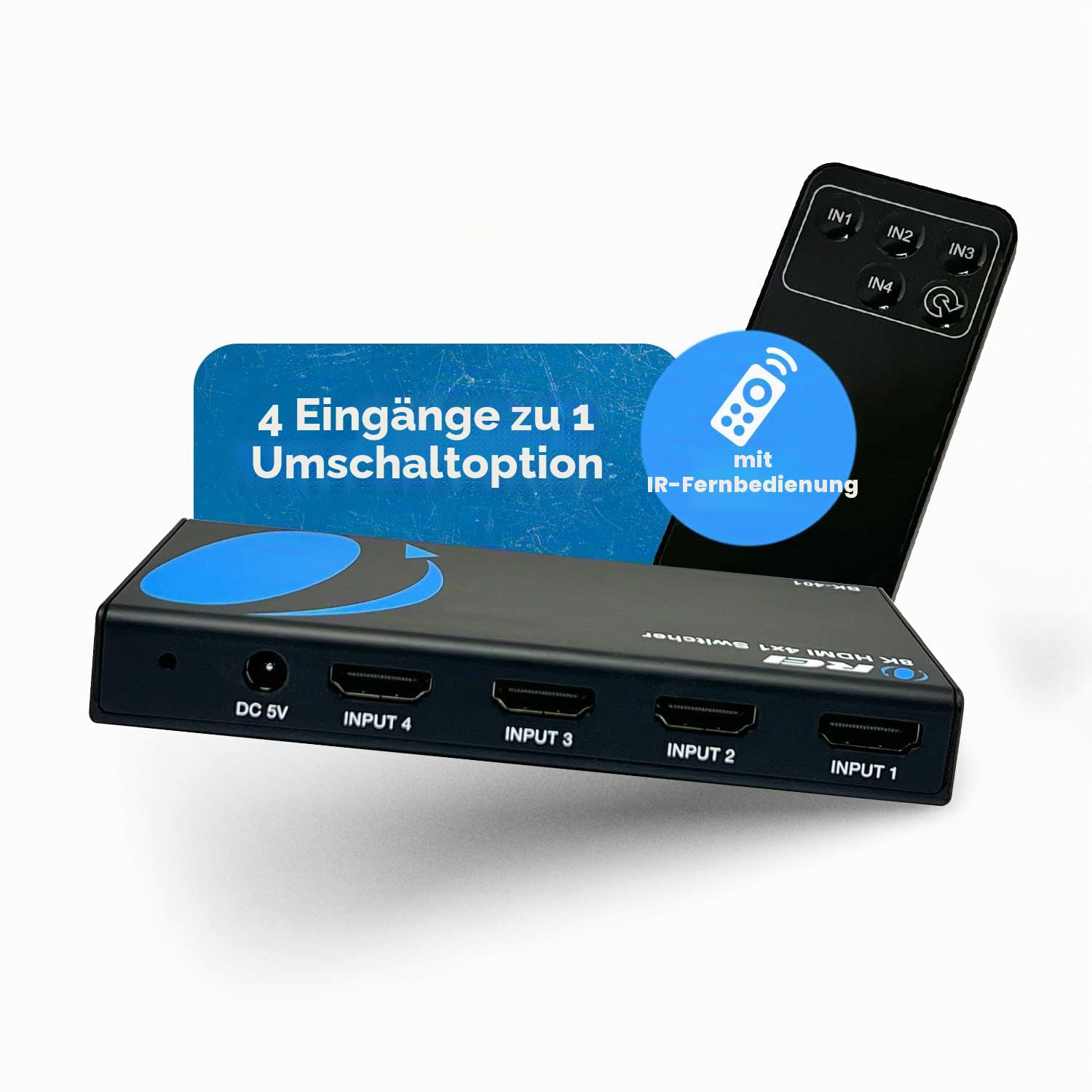 OREI 8K 4-Port HDMI 2.1 Switch, 8K @ 60Hz, 10.2 cm 1-Out 4K @ 120Hz, Auto Switch | HDMI Switcher 4 in 1 out, HDMI Switcher 4k 120hz, 48Gbps, HDR10, Dolby Vision, HLG, PS5/Xbox Ready