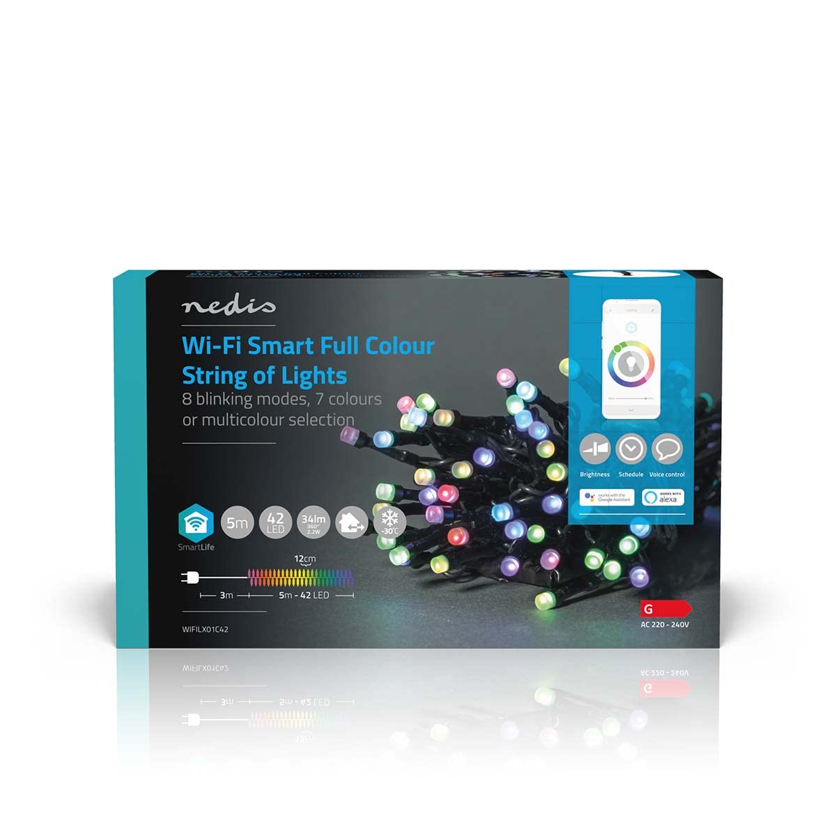 NEDIS SmartLife Dekorative LED | Wi-Fi | RGB | 42 LED's | 5.00 m | Android/IOS