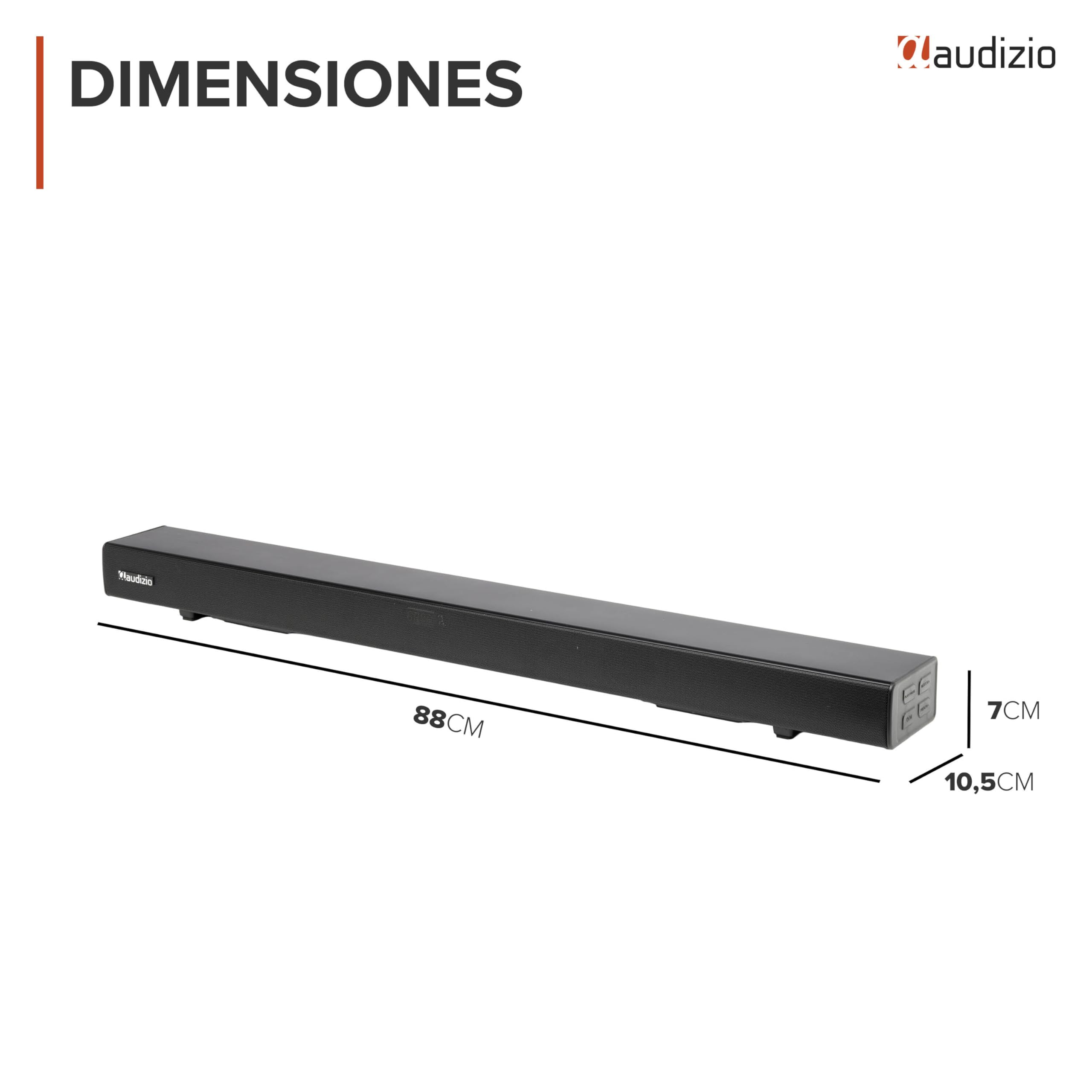Audizio SB95 - Barra Sonido Bluetooth 120W con HDMI ARC, Bluetooth 5.3, Sistema 2.2, USB, Entrada óptica, Barras de Sonido para TV, Altavoces Bluetooth TV, Home Cinema ARC, Color Negro