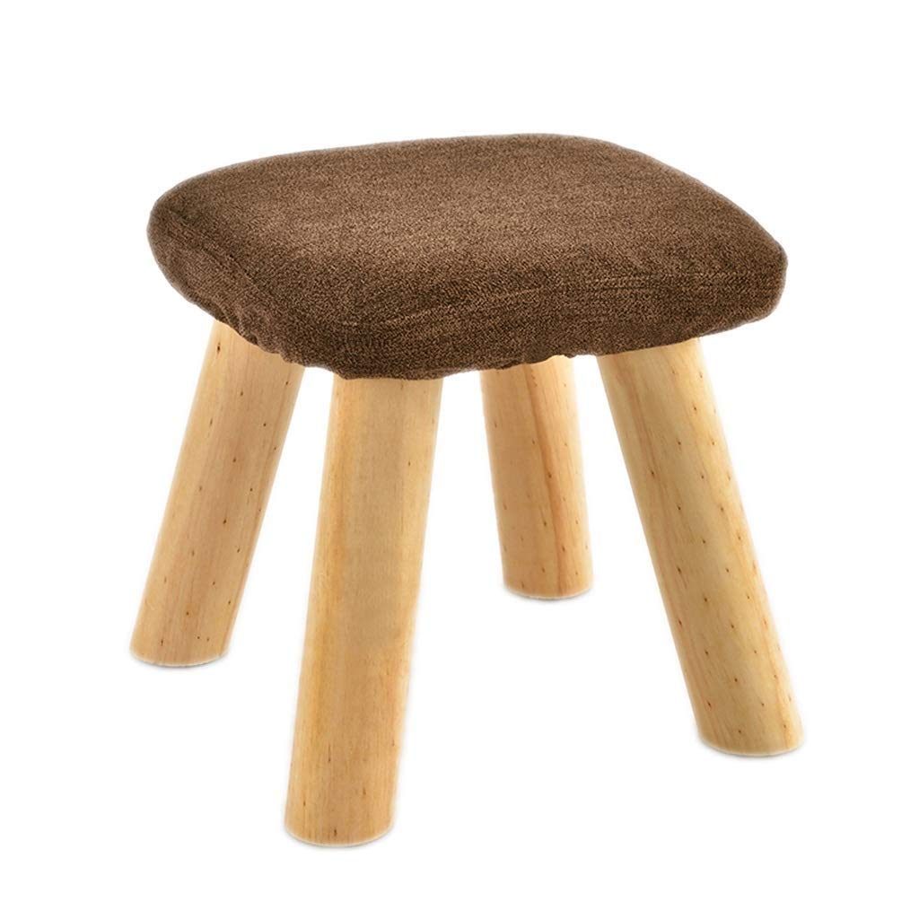 Taburete cuadrado para calzarse cómodamente sin agacharse con soporte de madera marrón