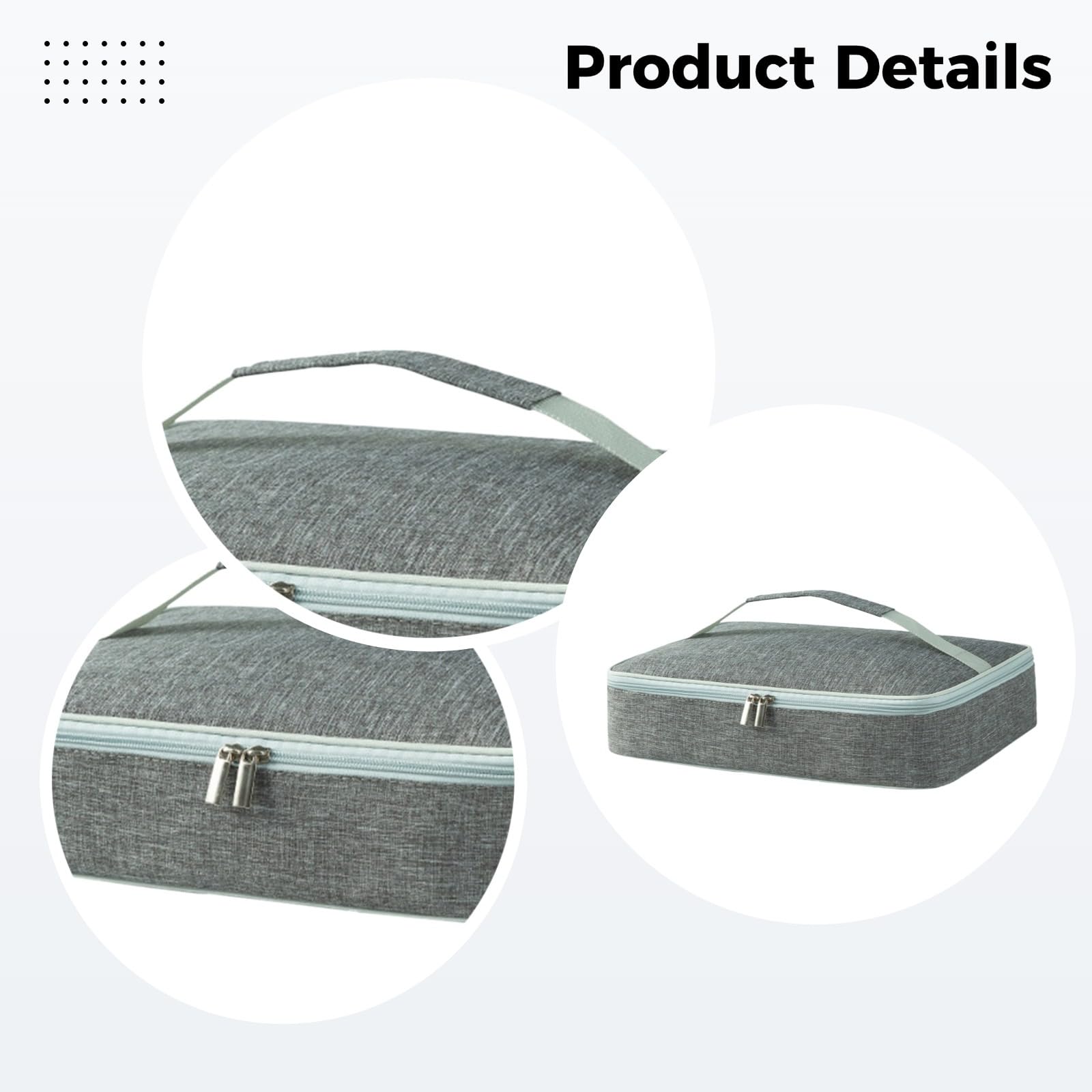 Isolierte Lebensmitteltasche, Lunch-Tasche, groß, Kasserolle, Oxford-Gewebe, Innenfutter aus Aluminiumfolie, wasserdicht, ideal für Familienessen, kalte und warme Speisen, 35 x 25 x 10 cm, Grau