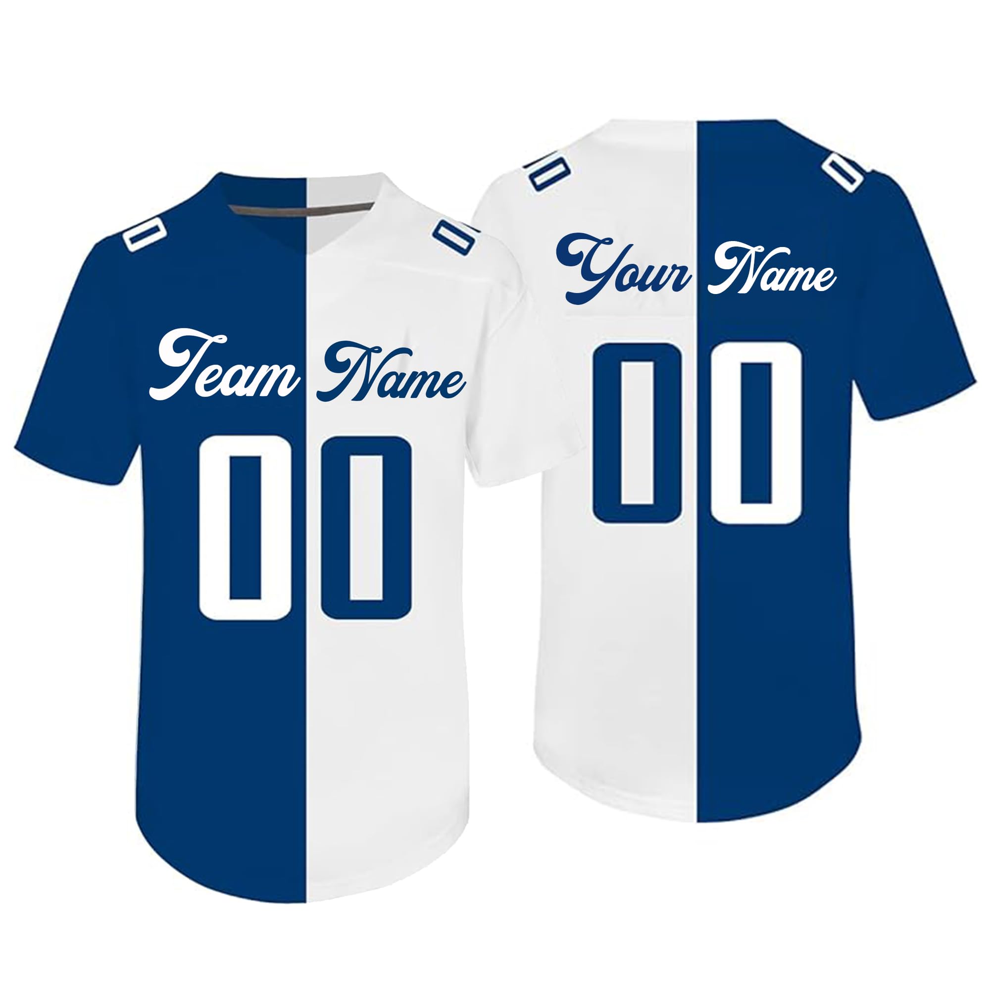 Custom Split Half Color Shirt,Personalized Design Your Own Two Tone Football Jerseys for Men Women Youth