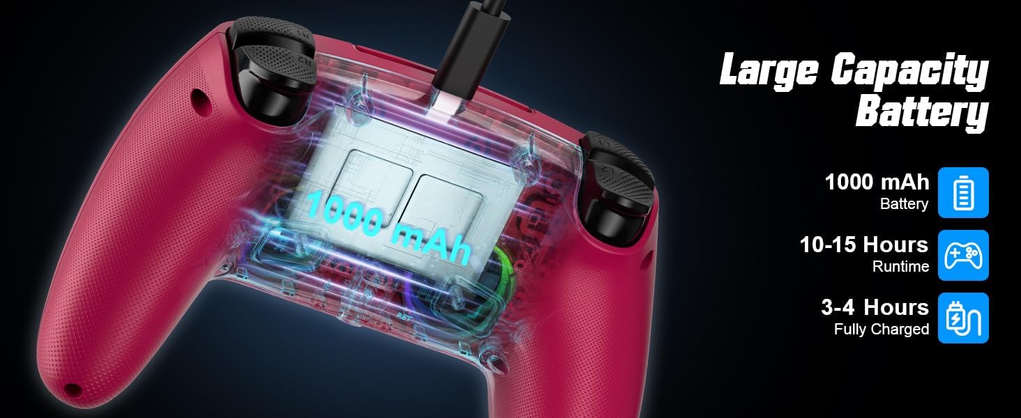 Wireless Controller with Turbo & Back Buttons, 6-Axis Motion Sensor, RGB LED Lights, 3.5mm Audio Jack, Compatible with PS5/Windows 10/11 PC - High Precision & Low Latency 4 61iVOgD7zoL. AC SL1464