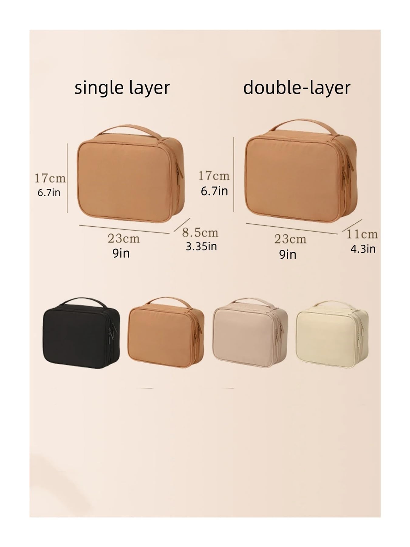 Bolsa de viaje for maquillaje y artículos de tocador de tela Oxford | Bolsa organizadora impermeable for cosméticos, cables, artículos de tocador y artículos diarios.(Black Single-Layer)