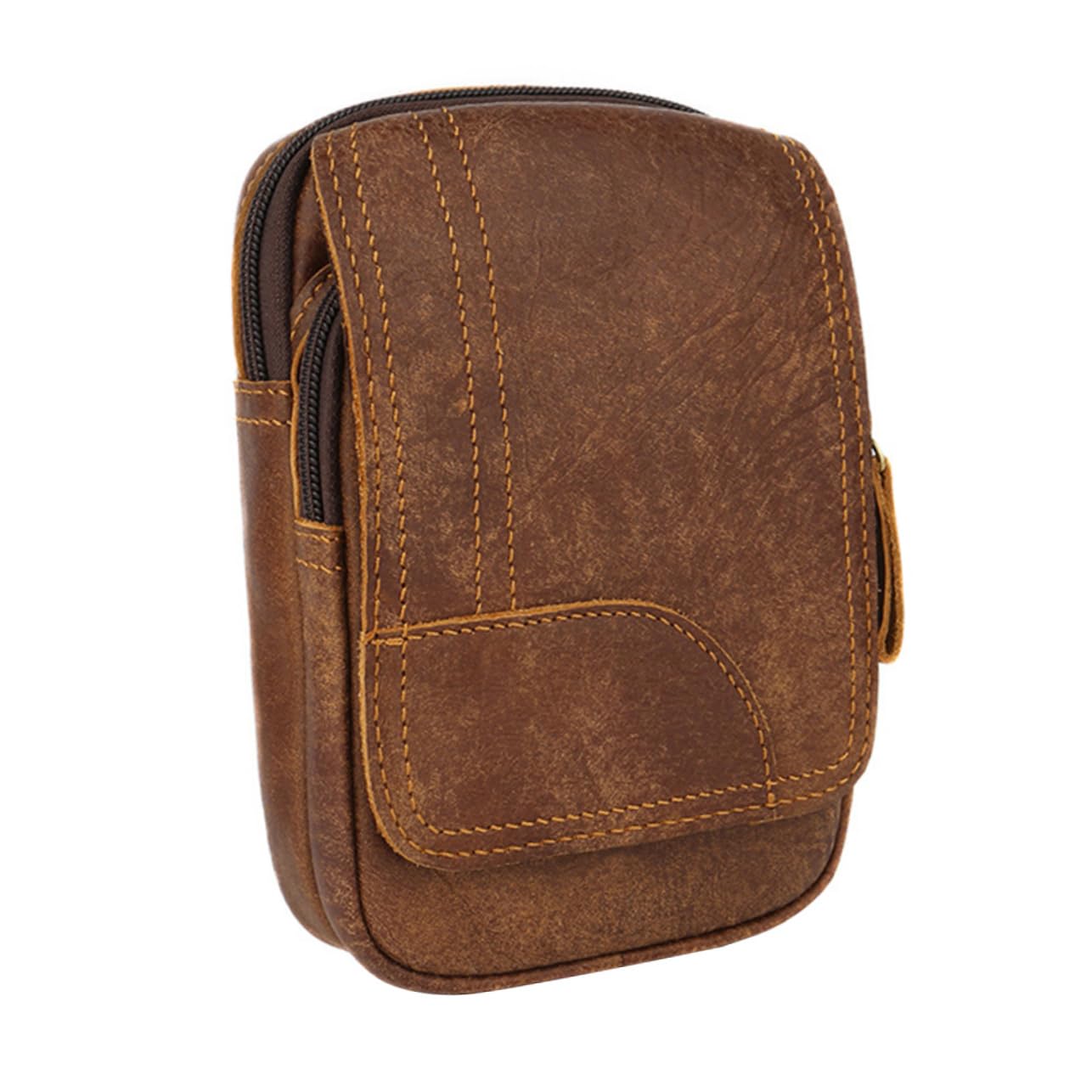 GALPADA Banane Extérieure Rétro pour Homme en Cuir Marron, 1 Pièce