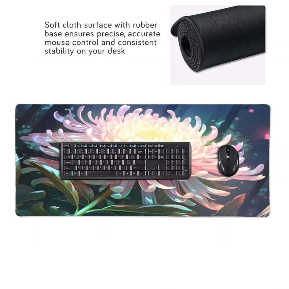 Tappetino Mouse Crisantemo, Mouse Pad XXL 1000 x 500 x 3 mm, Rosa Tappetino Gaming Grande Sottomano Scrivania, Impermeabile Mousepad Lavabile con Base in Gomma Antiscivolo per Computer-MP1545