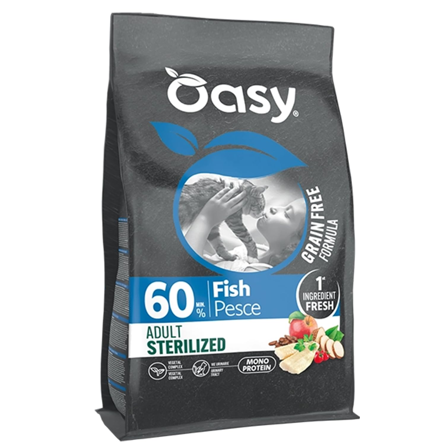 Oasy Cat Grain Free Adult Sterilized | Pesce | Cibo Secco per Gatti Sterilizzati | Sacco da 6 Kg