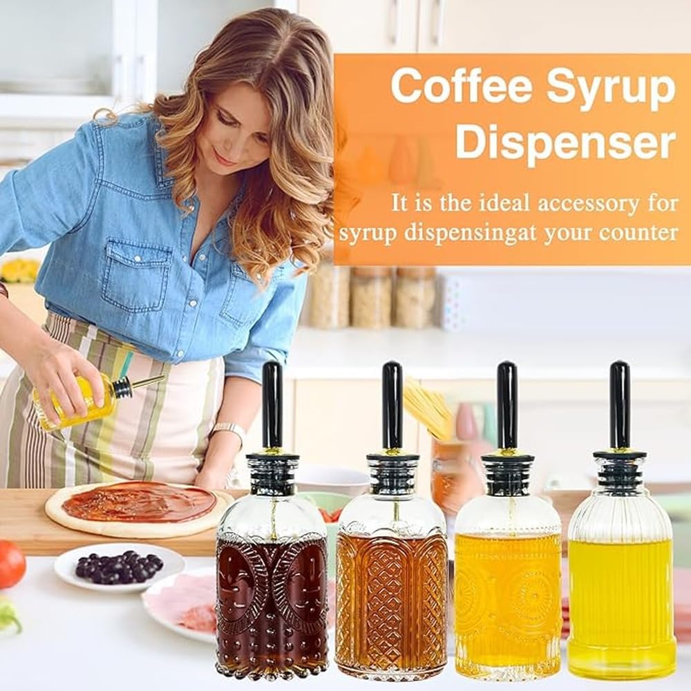 Distributeur de sirop en Verre, Ensemble de Bouteilles pour sirop