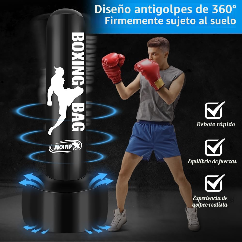180cm Pesado Saco de Boxeo Adultos, Freestanding Saco de Boxeo Inflable Kickboxing Bolsa para Entrenamiento MMA Muay Thai Fitness
