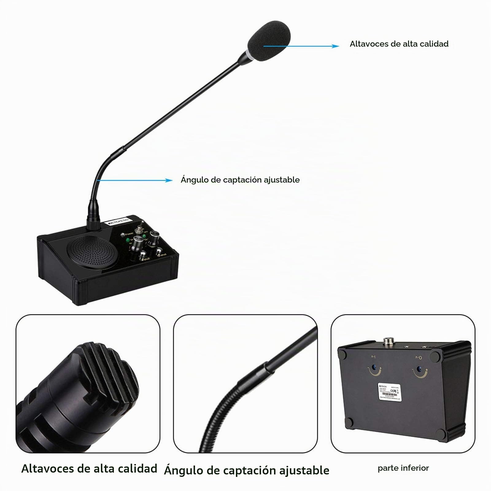 Retekess TW106 Altavoz de Ventana, Sistema de Intercomunicación de Mostrador, Intercomunicador de Ventana de 2 Vías para Escuela, Ventanilla de Boletos, Consultorio Médico, Clínica, Banco | Intercomunicador de Ventana de 2 Vías para Escuela, Ventanilla de