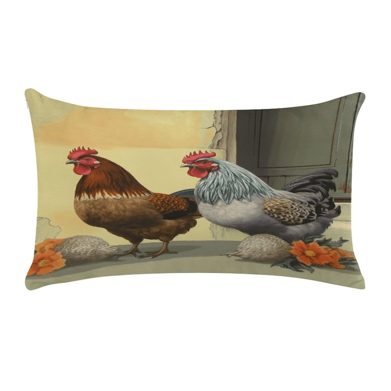 Italian Chickens Pillow Cover Super Soft Pillowcase Luxury Cozy Fuzzy Velvet Pillow Shams Breathable Standard Pillow Cases with Zipper Wrinkle-Free Pillow Cover 12 "×20 "