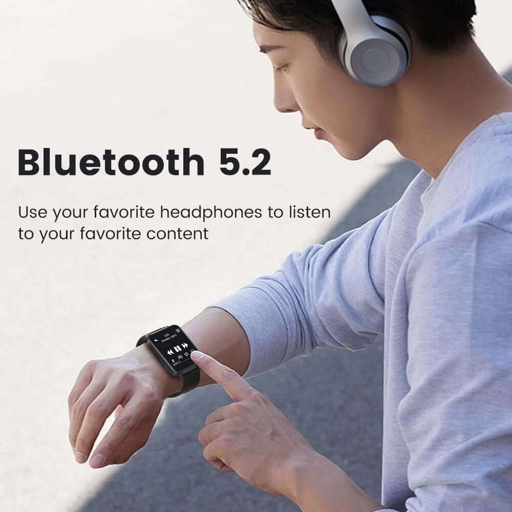 32GB Mp3 Player with Bluetooth 5.2, JOLIKE Wearable Music Player, Full Touch Screen, Digital Hi-Fi Lossless Mp3 with Voice Recorder for Sports Running, Black