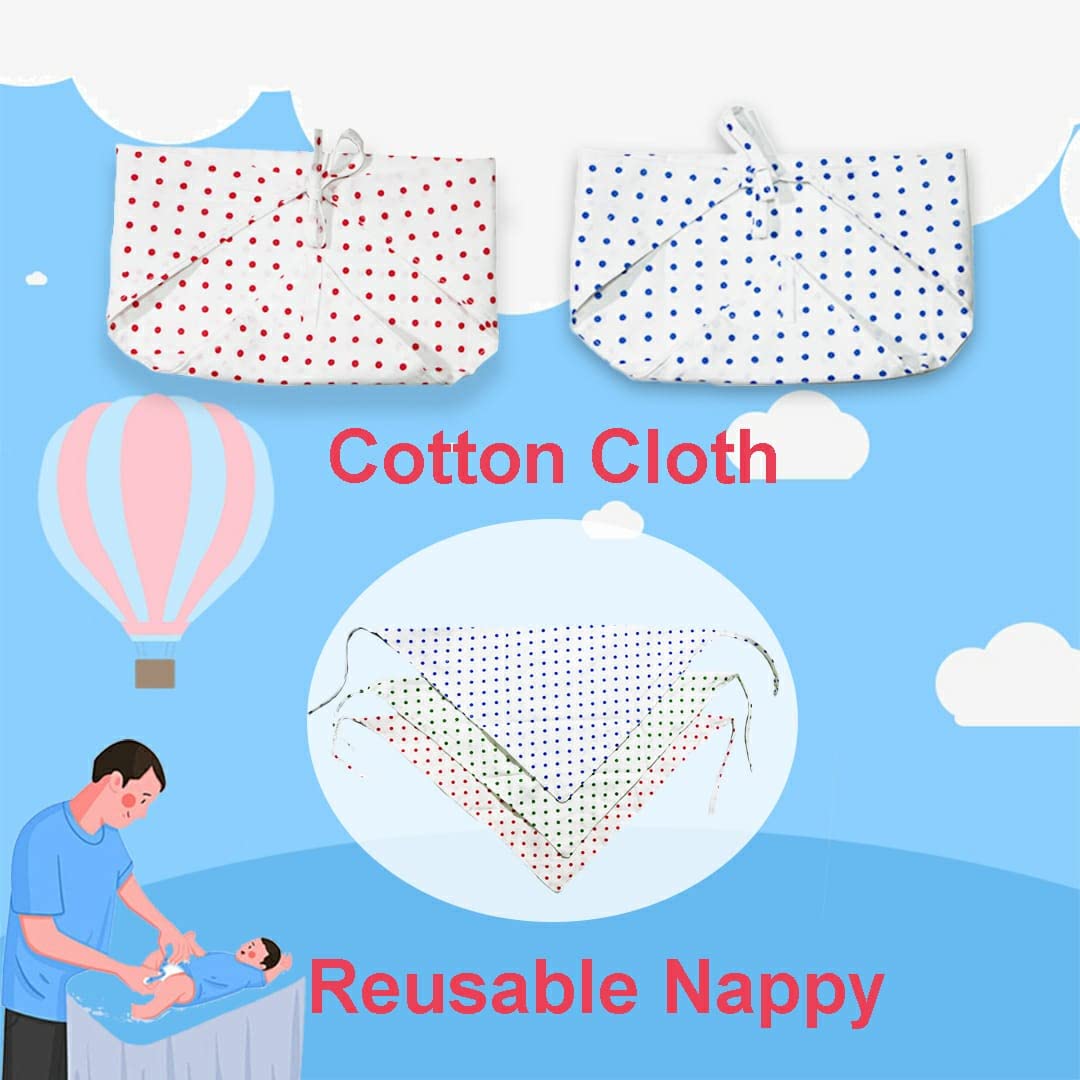 Nappy for New Born Baby - Set of 12 Pcs/Cotton Cloth Langot for Babies, 0-6 Months, Double Layer Nappies, V Shaped, Washable and Reusable, Pack of 12 - Image 4 thumbnail
