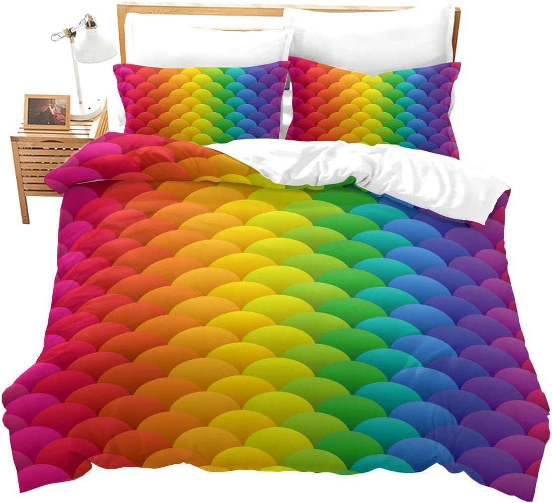 Housse de couette 240x260 motif de bulles arc-en-ciel parure de lit