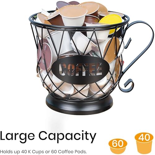 Miniatura 3 de TreeLen Soporte para cápsulas de café, organizador de tazas K, soporte de taza K de gran capacidad para tazas de 40 K, almacenamiento de cápsulas K