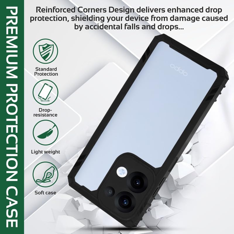 Image of AIBEX Crystal Clear Back Cover Case for Oppo Reno 13 5G | Transparent Non-Yellowing Shockproof Bumper Case | 360 Protection | Slim Fit | PC + TPU Hybrid