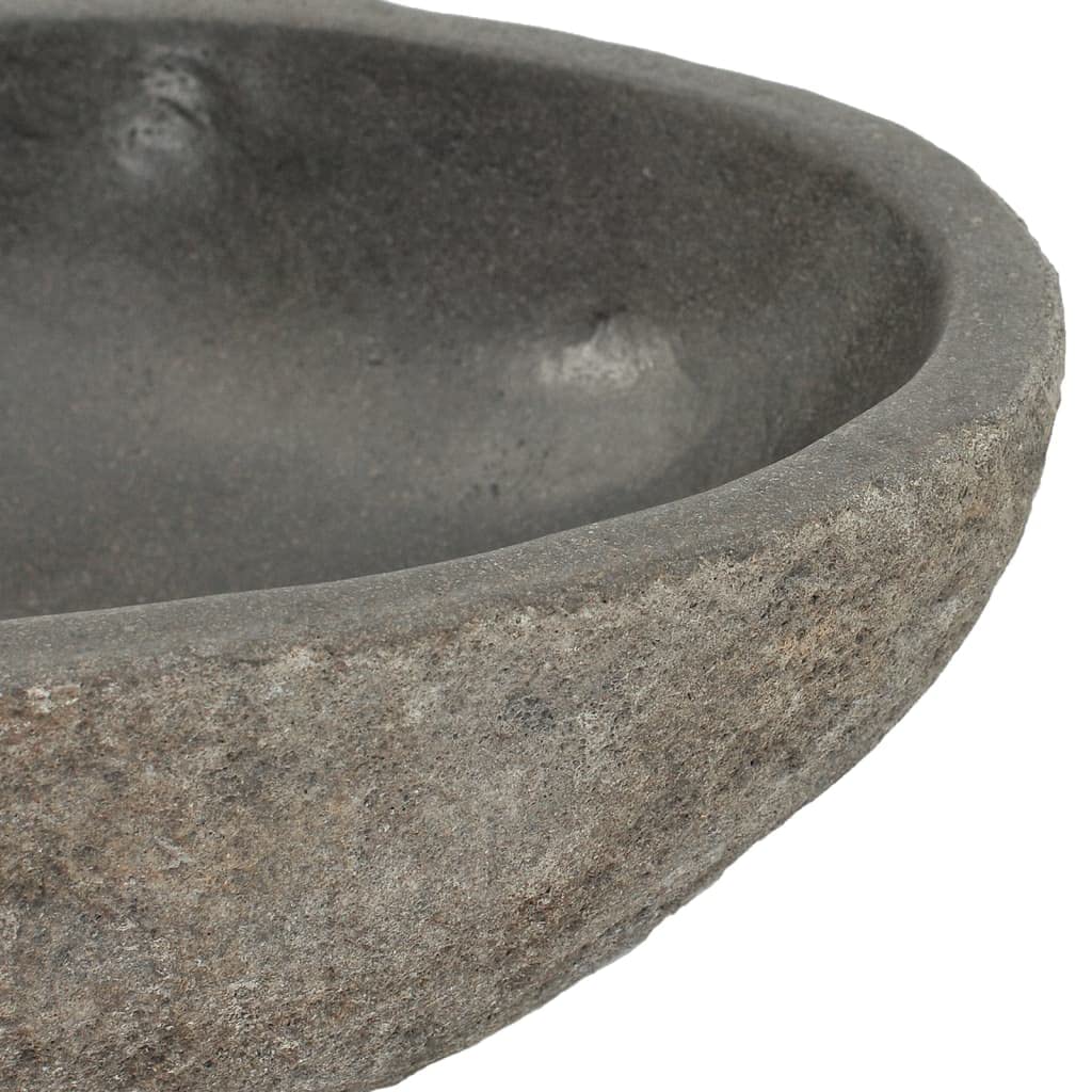 vidaXL Lavabo en Pierre de Rivière Ovale, Lave-Mains, Vasque à Poser de Toilette Salle d'Eau Salle de Bain Maison, (29-38) x(24-31) cm
