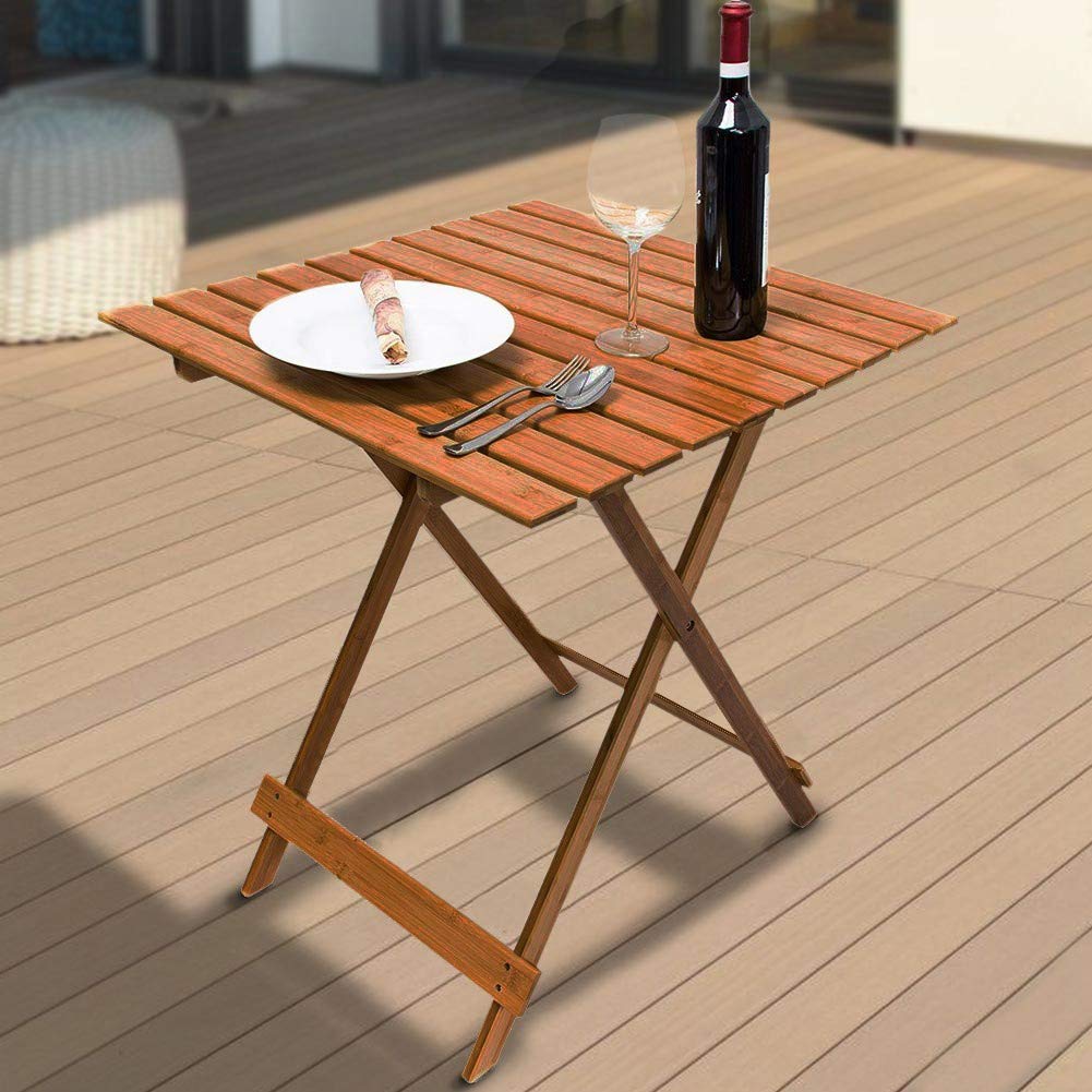 Mediawave Store - Tavolo Pieghevole 80 x 60 cm in Legno Richiudibile da Giardino, Tavolino Pieghevole d'Appoggio, Legno, Salvaspazio, Ideale per Balcone, Terrazzo, Tavolino PIC nic (Noce)