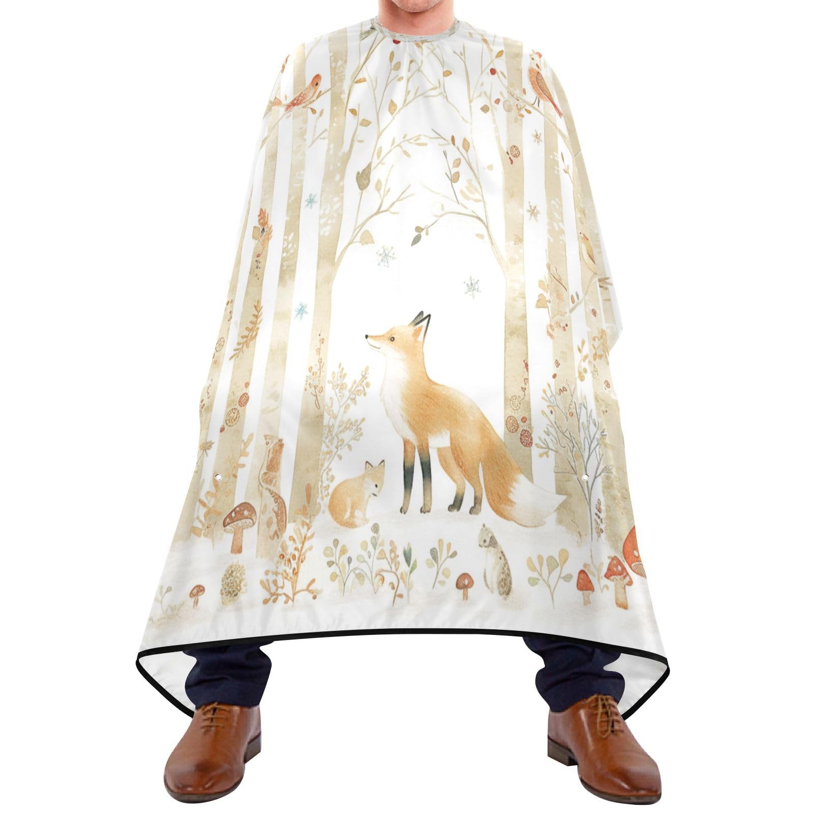 Kigai Cute Fox Hair Cutting Cape for Men & Women Waterproof Barber Cape Professional Hairdressing Salon Styling Apron with Adjustable Closure Snap