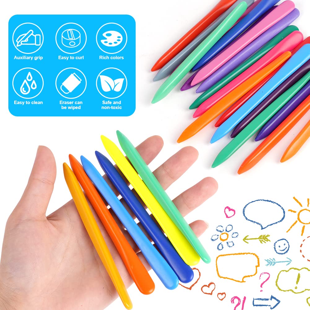 Aolso Pastelli per Bambini Lavabile, 36 Pezzi Pastelli Colorati, Pastelli di Plastica Easy Grip per Bambini, Adatto per Cancelleria Scuola Creativo, Regali Festa Compleanno