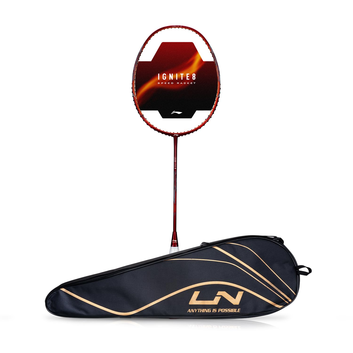 Li-Ning Ignite 8 Japanese Carbon Graphite Unstrung Badminton Racket with Full Cover (Dark Red/Rich Gold, 77 Grams) (B00AEM92DA) Amazon Price History, Amazon Price Tracker