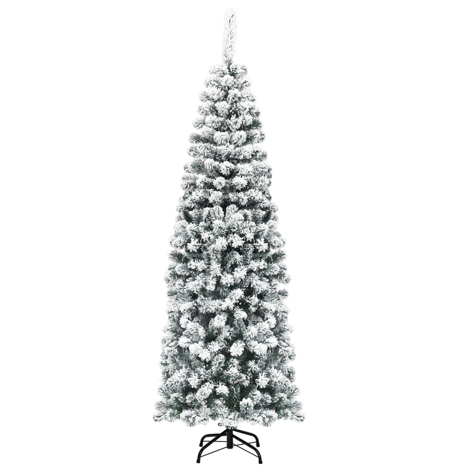 COSTWAY Albero di Natale Innevato 140/180/225 cm, Albero di Natale Artificiale Slim con 242/500/641 Rami Realistici e Folti e Base Pieghevole di Metallo, Apertura a Ombrello (180 cm)