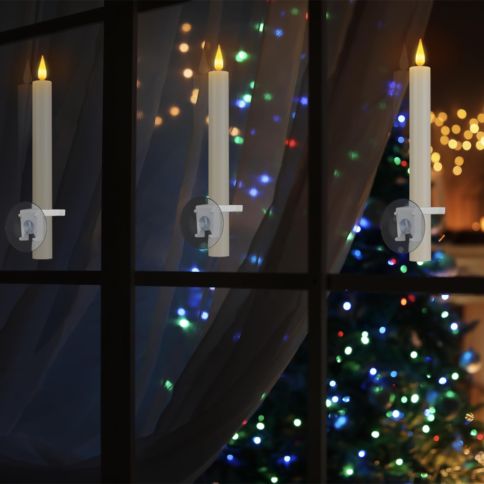 6 candele ricaricabili senza fiamma, senza fiamma, con telecomando e timer, LED bianco tremolante a batteria, candele con ventose, per casa, matrimoni, decorazioni natalizie (2,2 x 23,4 cm)