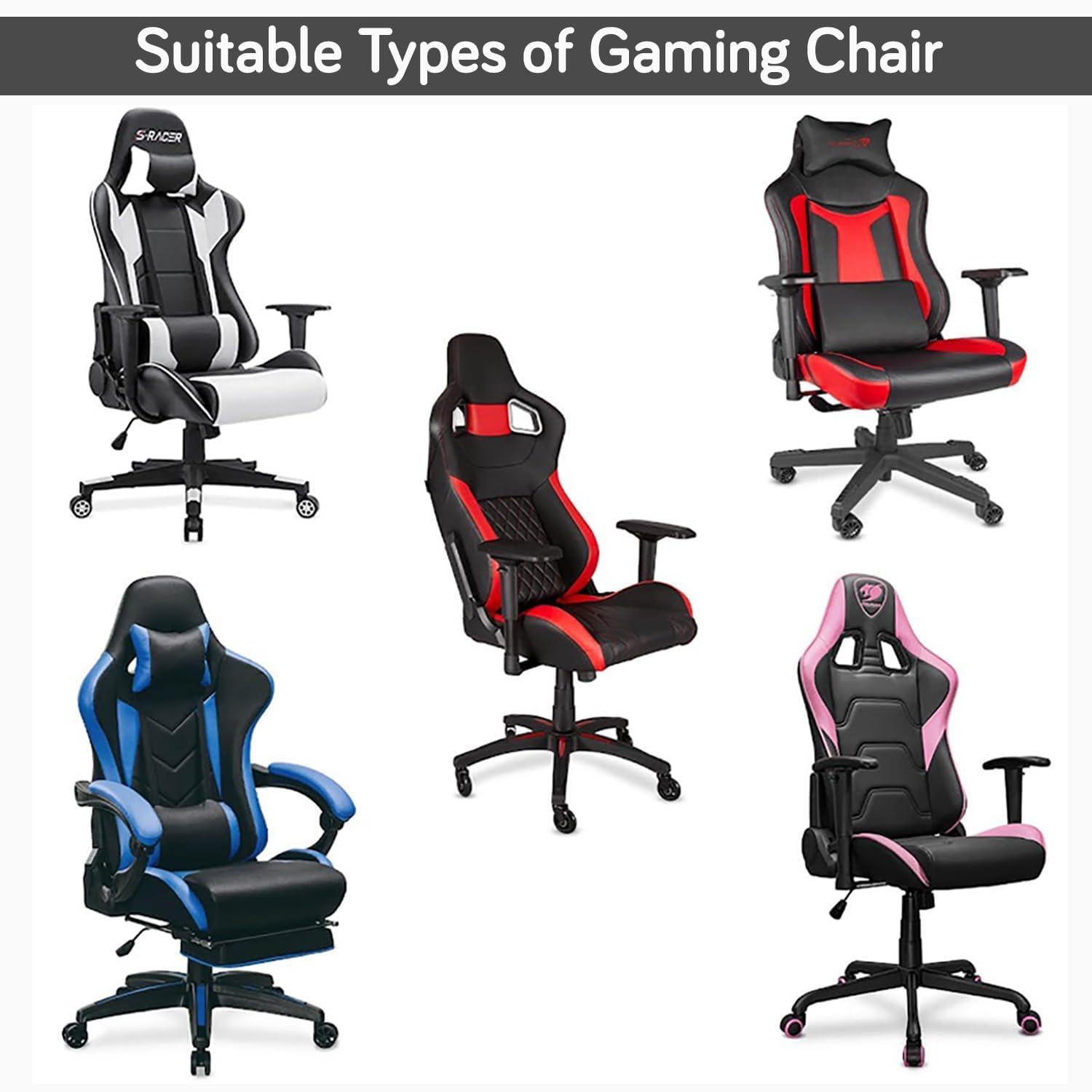 HOKIPO Gaming Chair Cover Elastic Jacquard Computer Rotating Chair Seat Covers Slipcover, Black (NEW-AR-5366-BLK) 2