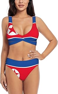 Maillot de bain 2 pièces avec imprimé drapeau coréen pour femme, maillot de bain gainant