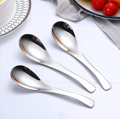 Miniatura 4 de MBBITL Cucharas de sopa de acero inoxidable de 6.3 pulgadas, paquete de 10