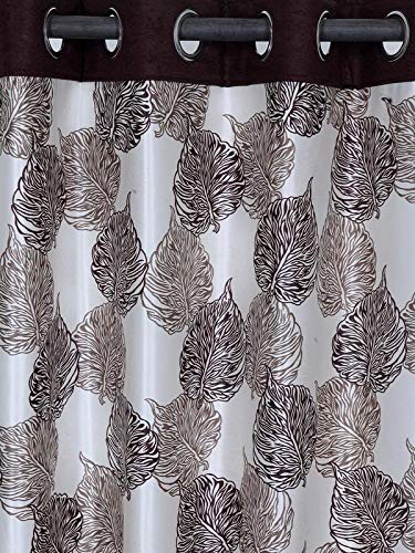 Image of Cortina Polyester Ready to Use Premium Leaf Design Eyelet Curtains - 9Ft Set of 1 - Doors & Windows - Washable - for Bedroom Living Room Kids Room Hall Kitchen Office - Sheer Curtains - Brown 2