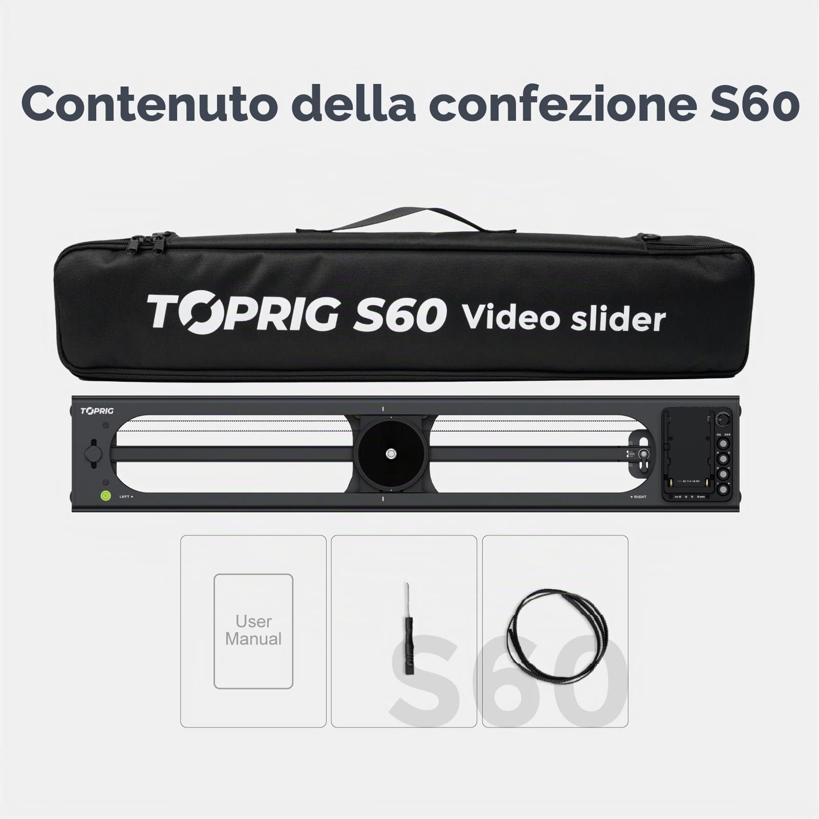 Accsoon Slider video motorizzato TOPRIG-S6per fotocamera, slider elettrico adatto per fotocamere reflex, fotografia, follow focus e registrazione time-lapse