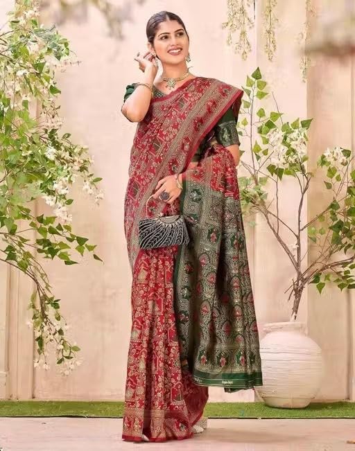 Image of Yashika Women's Banarsi Silk Saree with Blouse Piece for Traditional Ethnic Wear Sari