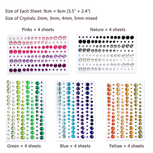2800Pcs 25 Sheets Self-Adhesive Jewel Stickers Rhinestones Jewels Rhinestone Stickers Diy Gem Rhinestone Multi Color Gemstone Embellishments Assorted For Makeup, Festival, Crafts & Embellishments #TOP1