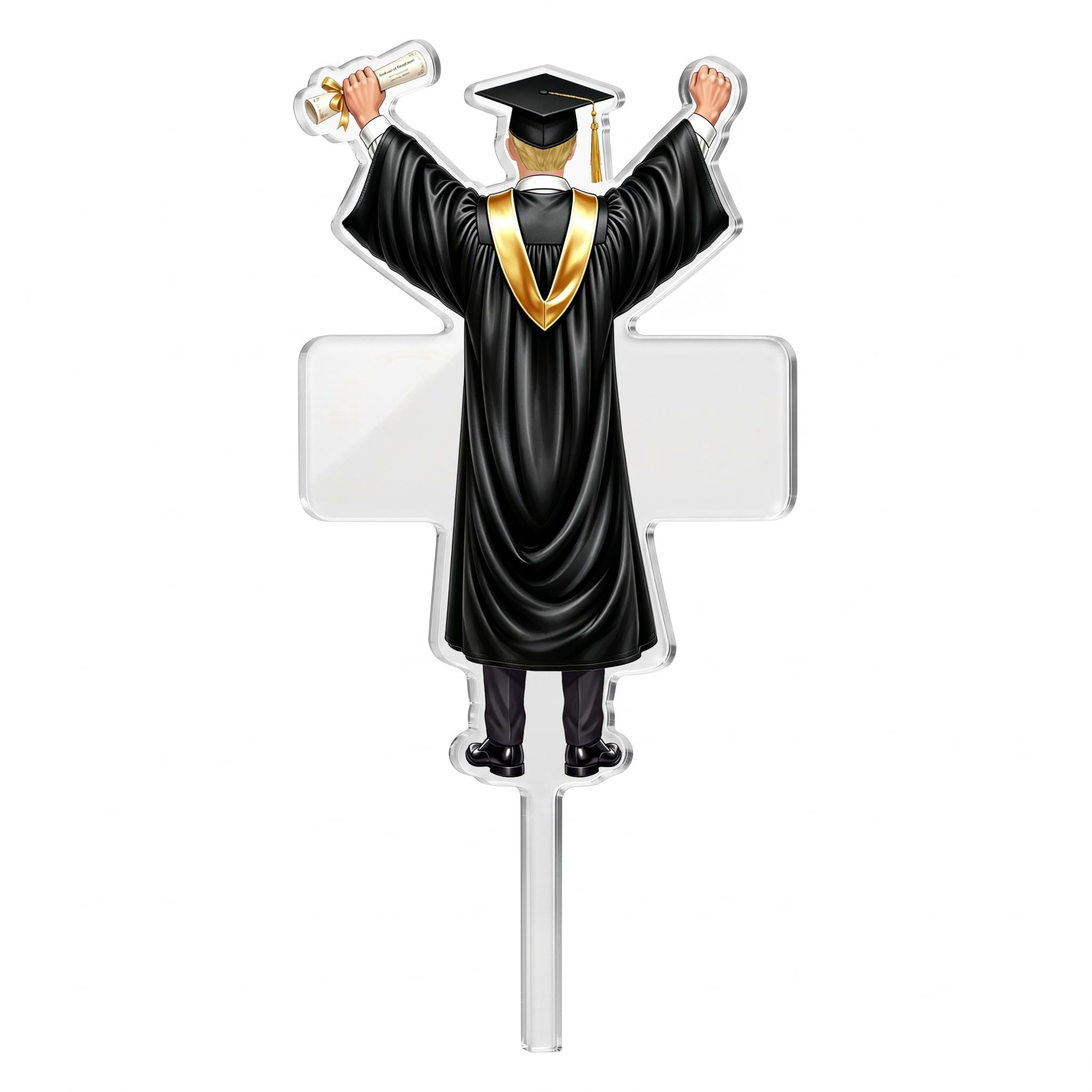 EDSG Personalised Graduation Cake Topper, Class of 2026 Acrylic Cake Decorations with Any Name, Custom Hair or Robe Color, 2026 Graduation Decorations Gifts for High School College Senior(Men)