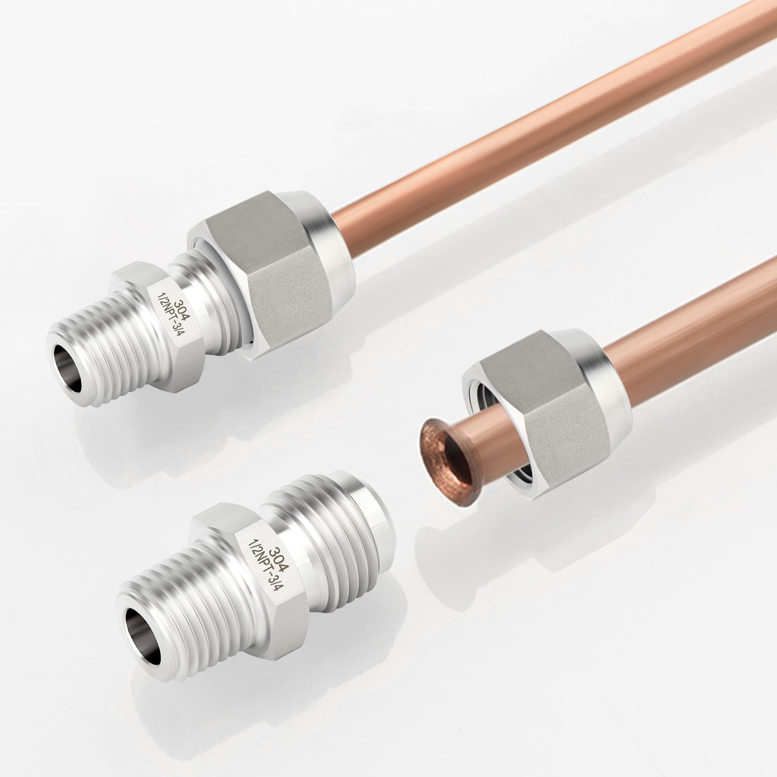 5 Raccords Hexagonaux Acier Inox 304 1/4" BSP Mâle X 1/4" BSP Mâle - Pour Tuyauterie Eau, Air, Gaz