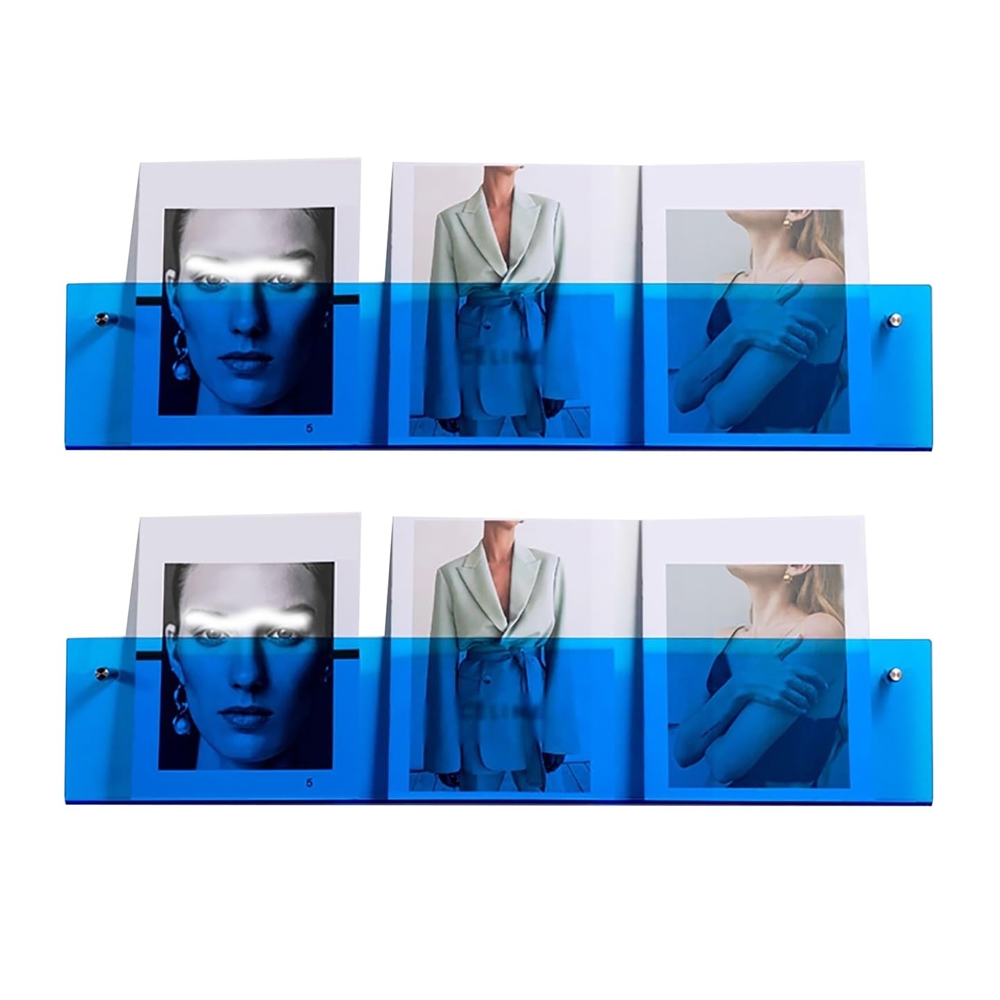 An der Wand montierter Dokumentenhalter, Literaturhalter, großes, kleines, modernes, durchsichtiges Acryl-Hängebücherregal, Broschürenhalter/Schallplattenständer, Zuhause/Büro/Empfangsbereich (Farbe: