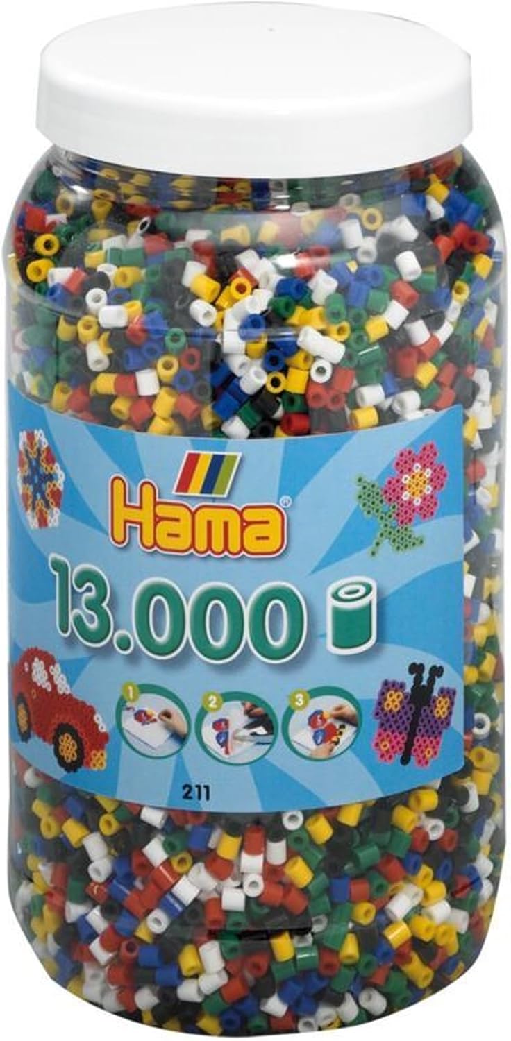 Hama 211-66 Midi Pot of 13000 Mixed Base Beads 6 Colours