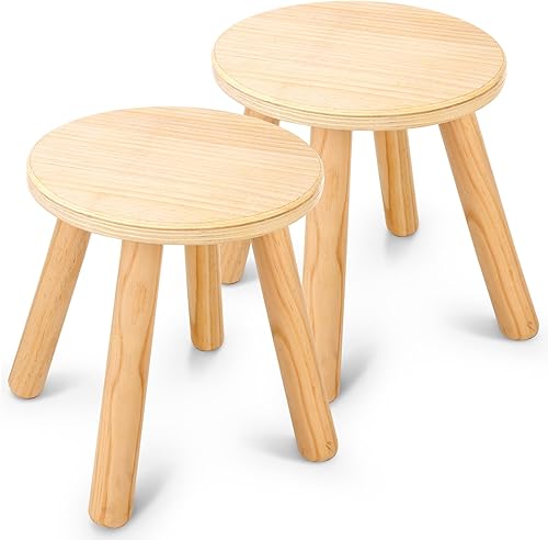 Miniatura 6 de Wingyz Taburetes de madera para niños, sillas sólidas de 10 pulgadas para niños, mesa sensorial perfecta a juego, taburete multiusos para niños para