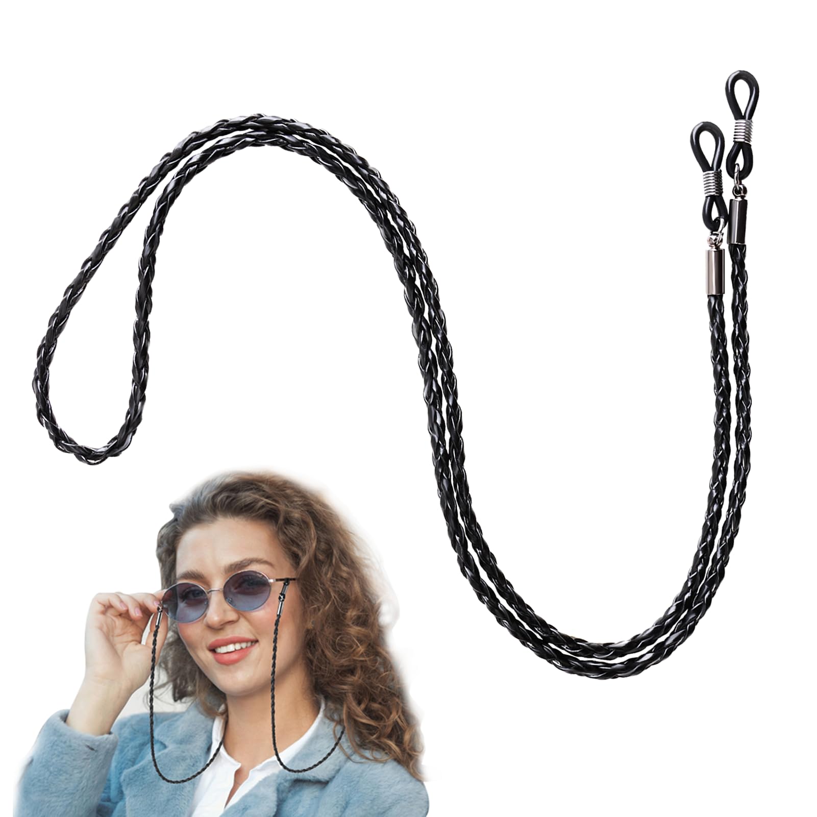 Lotnut Cuerda Gafas, Cordones para Gafas, Correa Gafas para Mujer, Hombre y niño, Cordón Antideslizante para Gafas, para Correr, Acampar, ir de Excursión, Negro