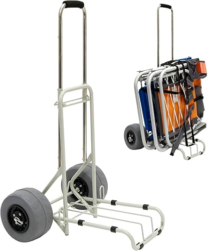 Mini carrito de playa para arena con ruedas de globo, carrito de playa fácil de enrollar para todos los terrenos