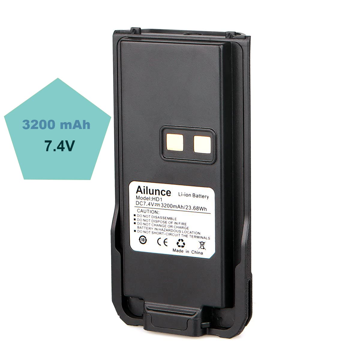 Talkie Walkie Batterie Rechargeable Lithium 3200mAh 7.4 V Compatible avec Ailunce HD1 DMR Radio Compatible avec Retevis RT29 Talkie Walkie (Noir, 1 pcs)