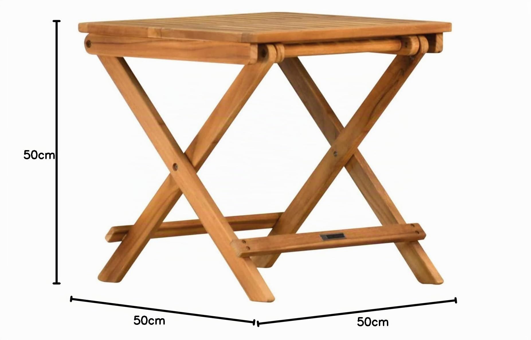 Teak Beistelltisch Balkontisch Holz Blumenhocker Holz 50 x 50 cm klappbar