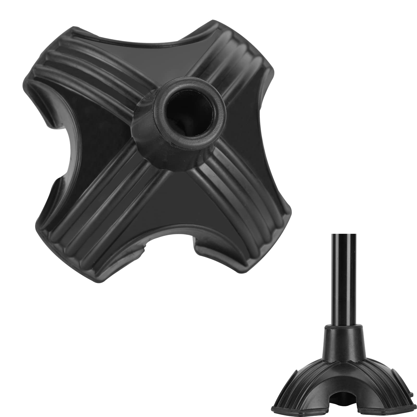 Antdvao Cane Tips-3/4 InchQuad Rubber Replacement Foot Pad for Walking Canes-Self Standing Cane Tip Prevent Rollover, Suitable for use Aluminum and Wooden Cane (4.9 * 4.9 * 2.76IN 9 oz, Black)