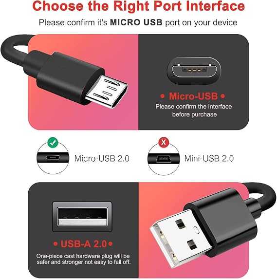 Micro USB Charger Charging Cord Cable for Samsung Galaxy J8 J3 J7 Star/Prime, Galaxy Tab A 10.1/8.0/7.0/9.7, Tab E, Tab S, Tab S2, Tab 3,4, Tab A7 10.4, Tab A 10.5, Tab S3/S4/S5e/S6/S7, Tab Pro 12.2