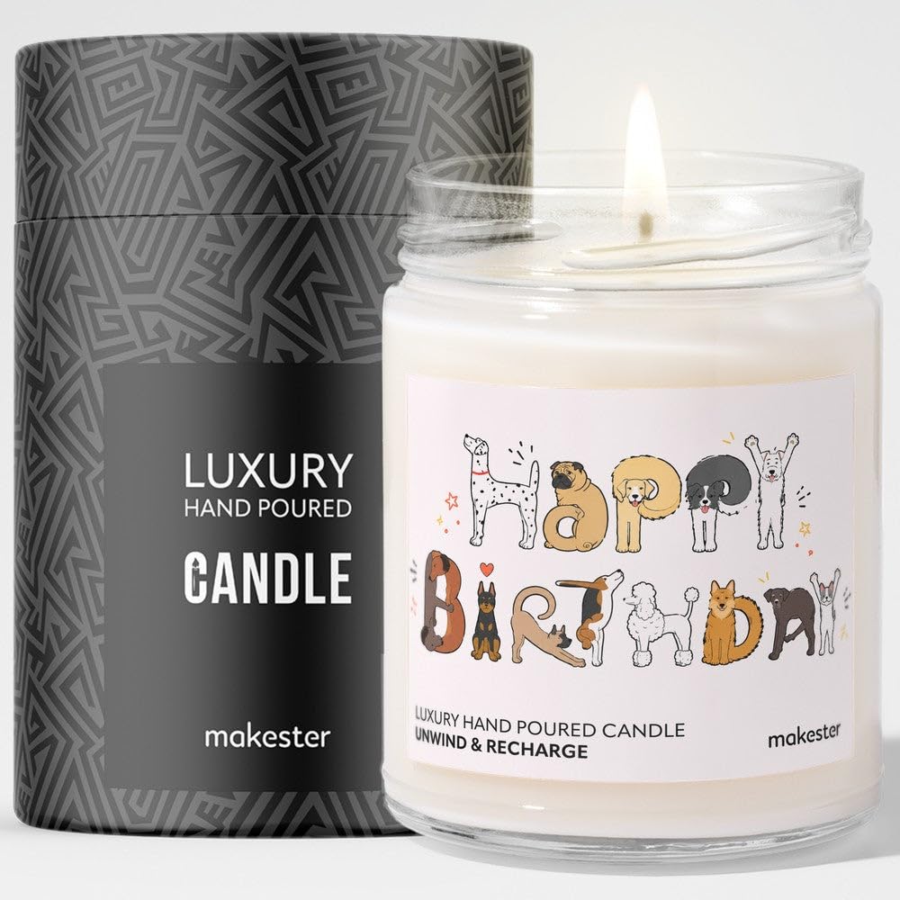 Birthday Gift for Animal Lover - Luxury Soy Wax Candle - Vanilla, Jasmine, Sugared Almond - Makester — image 1