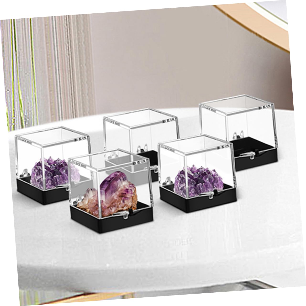 ULDIGI 3pcs Boxes Plastic Transparent Mineral Showcase Specimen Containers Clear Display Case Transparent Display Case